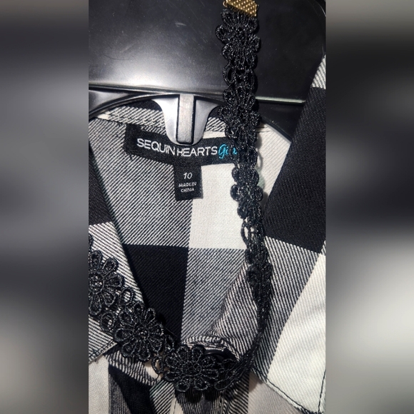 Black checkered button down dress - Picture 3 of 5